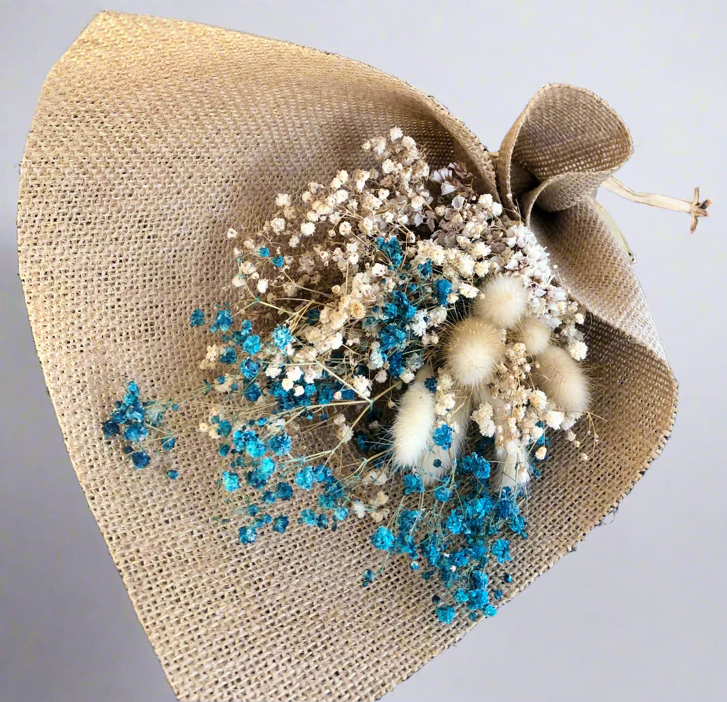 blue & white dried flowers