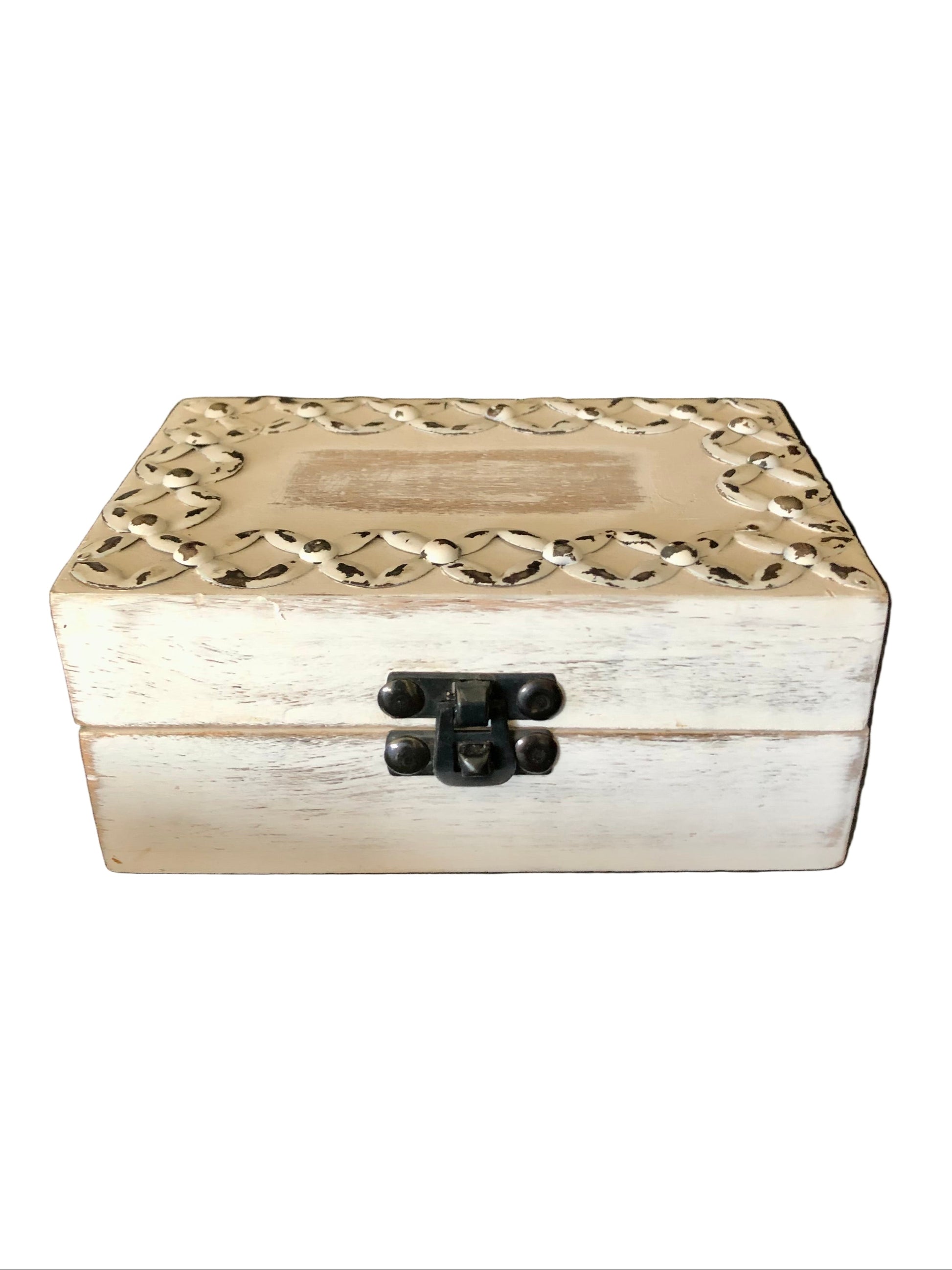 Wooden box with decorative carvings 