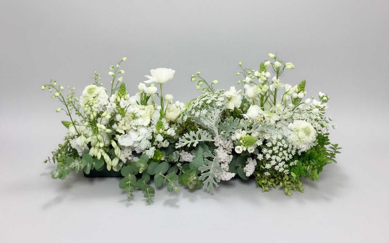 Floral arrangement on a wooden table