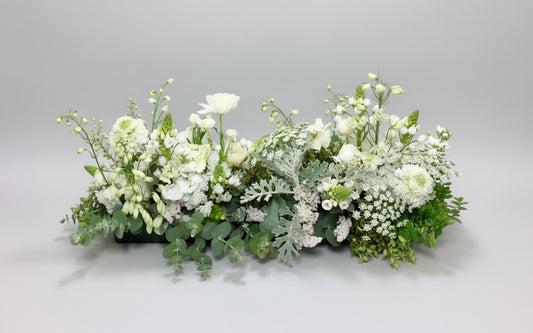 Floral arrangement on a wooden table